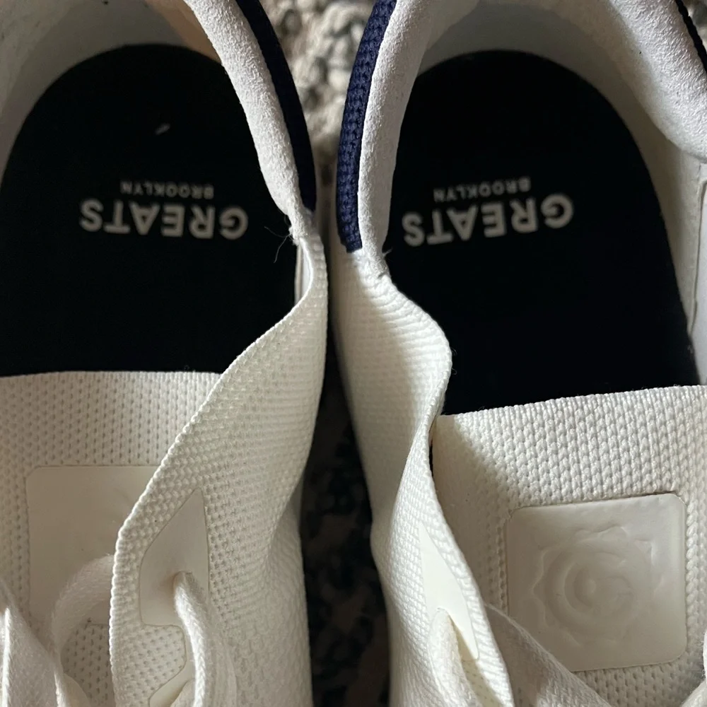 NWOB GREATS BROOKLYN G-Knit White / Navy Sneakers Mens Size: 11